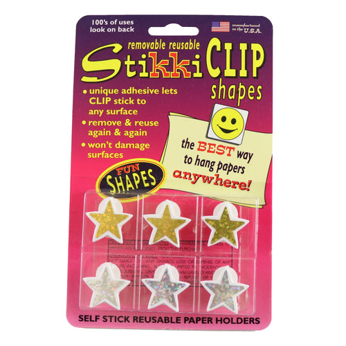 StikkiSHAPES™ Gold/Silver Sparkle Stars, 6ct - StikkiWorks