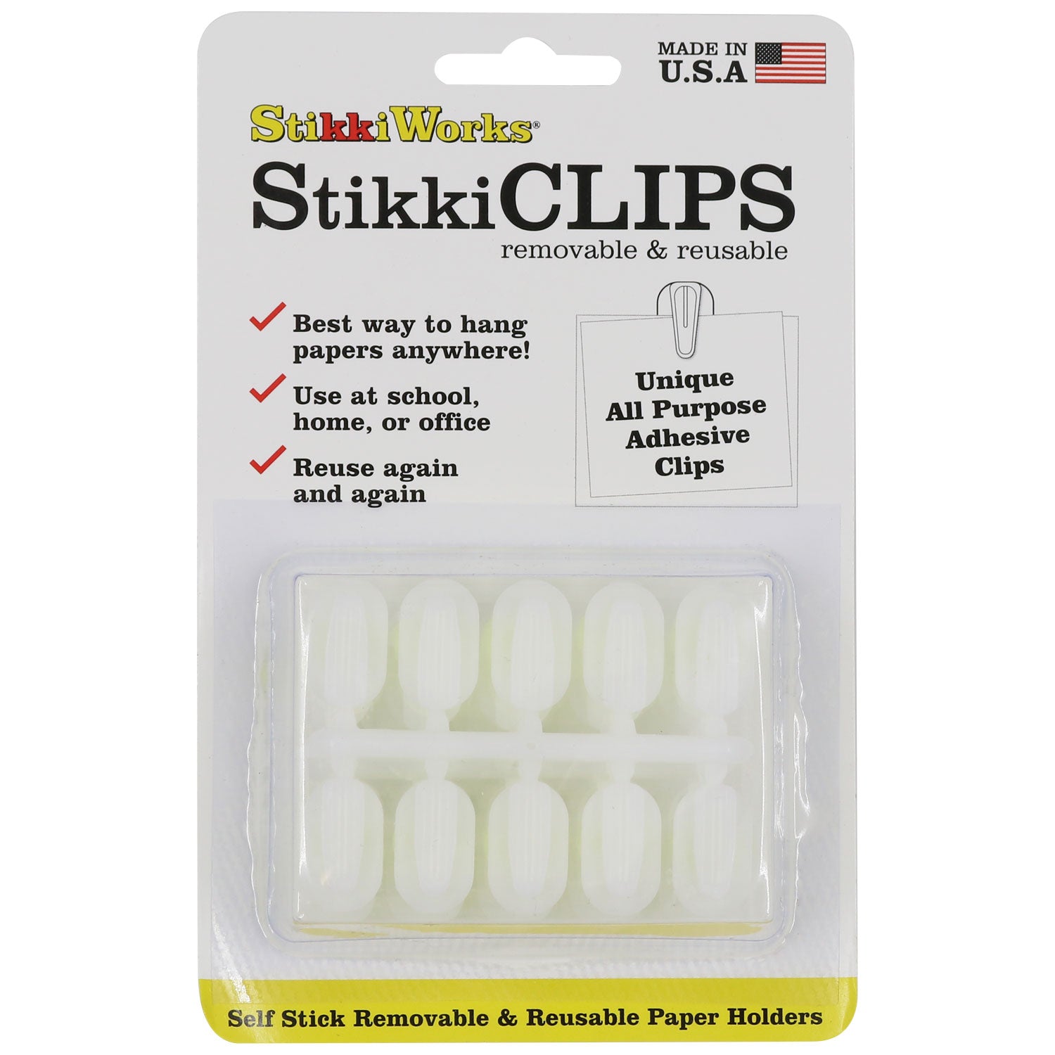 StikkiCLIPS™ Removable Reusable Adhesive Clips – 30ct