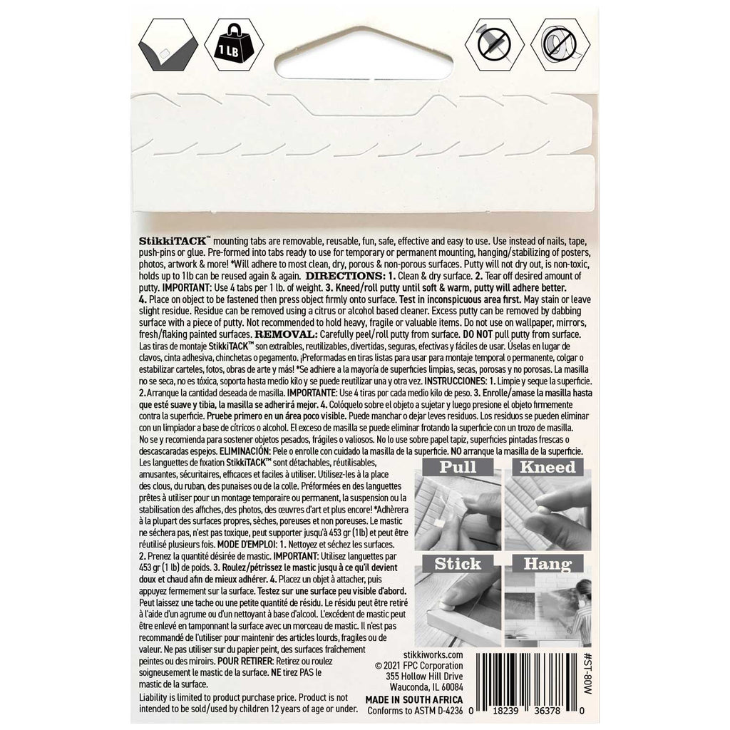 StikkiTack Removable & Reusable Mounting Putty – 80 Tabs